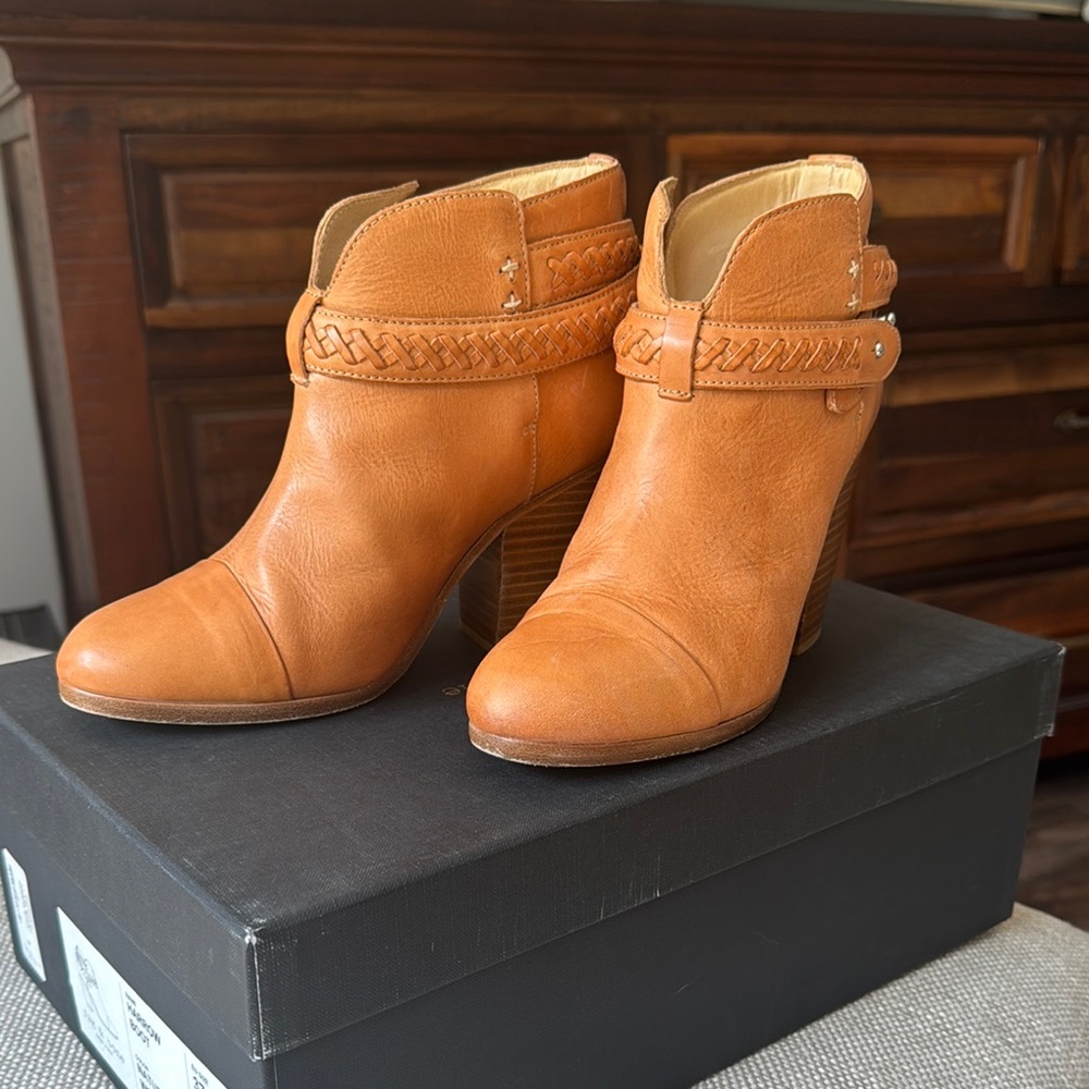 Rag & Bone Tan Ankle Boots with Braided Accent